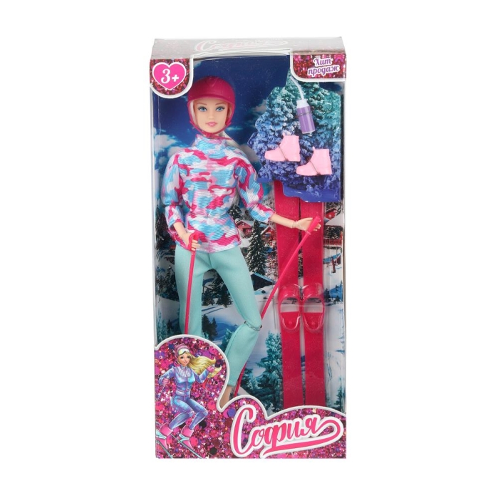 Кукла София 29 см. Лыжи (руки и ноги сгиб., аксесс.) в коробке