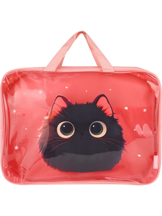 Папка на молнии А4 "Пушистик" с ручками, диз на прозр. вставке,350х265x75мм