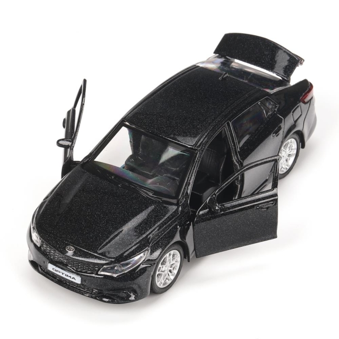 Машина металл KIA OPTIMA длина 12 см, двери, багаж, инерц, черный, в коробке 