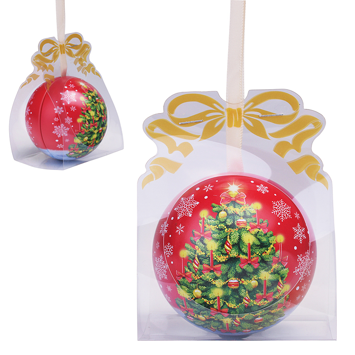 Новогоднее подвесное елочное украшение "Шар" с новогодним пожеланием внутри, черный металл