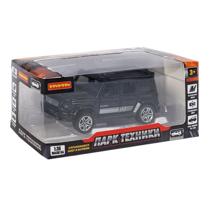 Машина метал. инерционная, М1:36, 4 открыв. двери "Парк Техники" джип черный Машина метал. инерционная, М1:36, 4 открыв. двери "Парк Техники" джип черный
