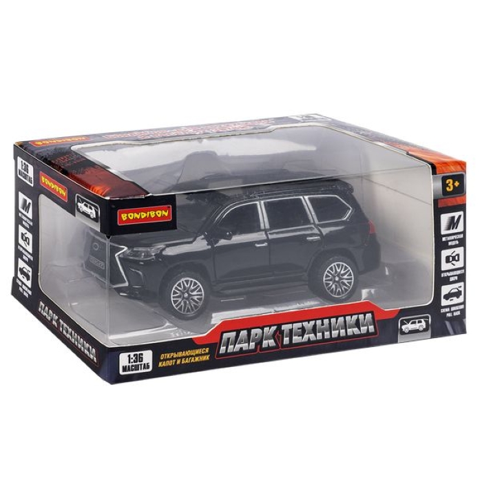 Машина метал. инерционная, М1:36, 4 открыв. двери "Парк Техники" джип черный Машина метал. инерционная, М1:36, 4 открыв. двери "Парк Техники" джип черный