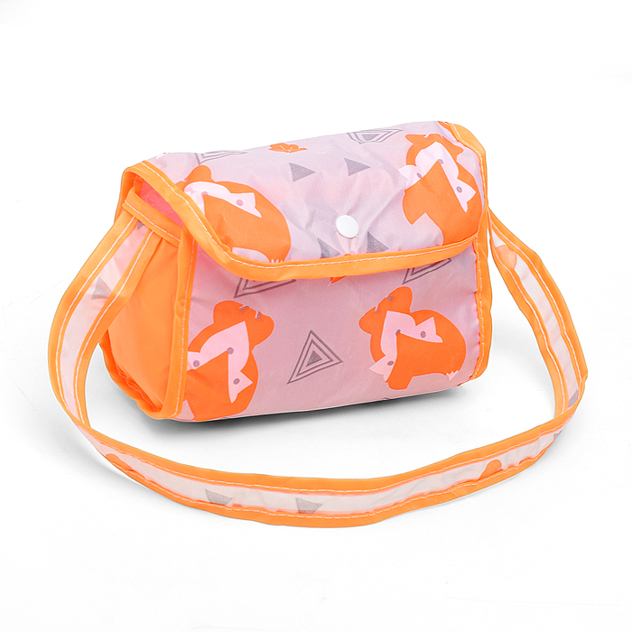 Фото к товару Коляска кукольная CS7916G (металлическая, с капюшоном, сумкой и корзинкой, цвет оранжевый, с принтом Коляска кукольная CS7916G (металлическая, с капюшоном, сумкой и корзинкой, цвет оранжевый, с принтом