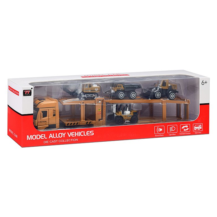 Автовоз 8652B со строительными машинами, в коробке