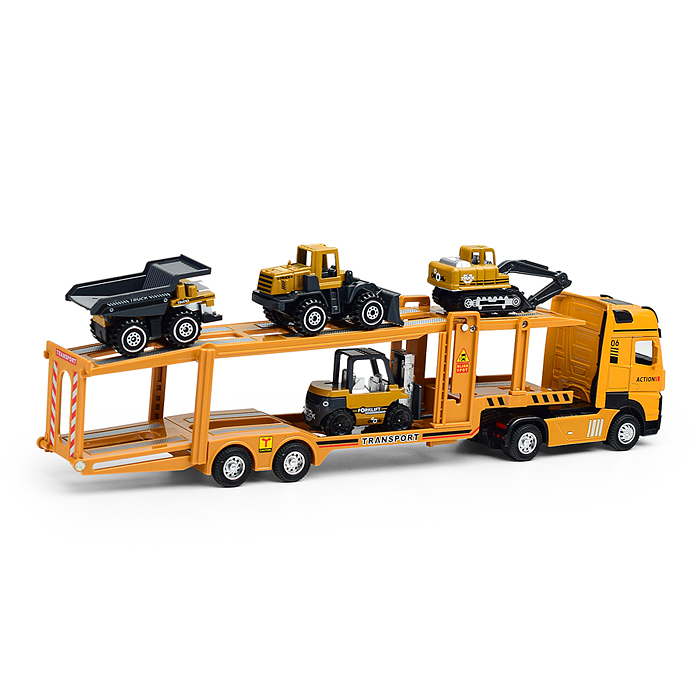 Автовоз 8652B со строительными машинами, в коробке