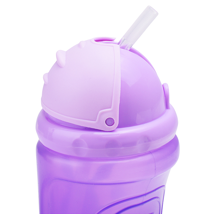 Поильник-непроливайка с силиконовой трубочкой, без ручек "Зайка" фиолетовый, 400 мл, 12+,