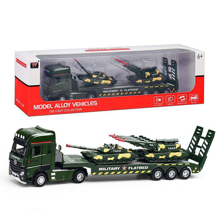 Автовоз 8615B "Военный" с танками, в коробке