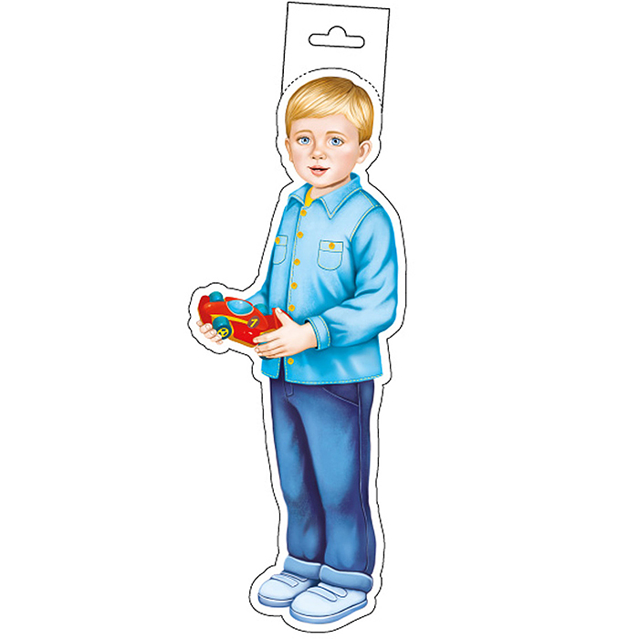 Плакат вырубной А4 "Мальчик с красной машинкой" (двухсторонний)