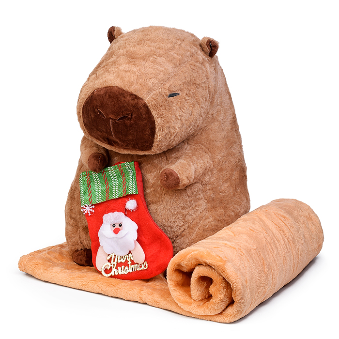 Мягкая игрушка "Капибара" М1565 с пледом (110х160)