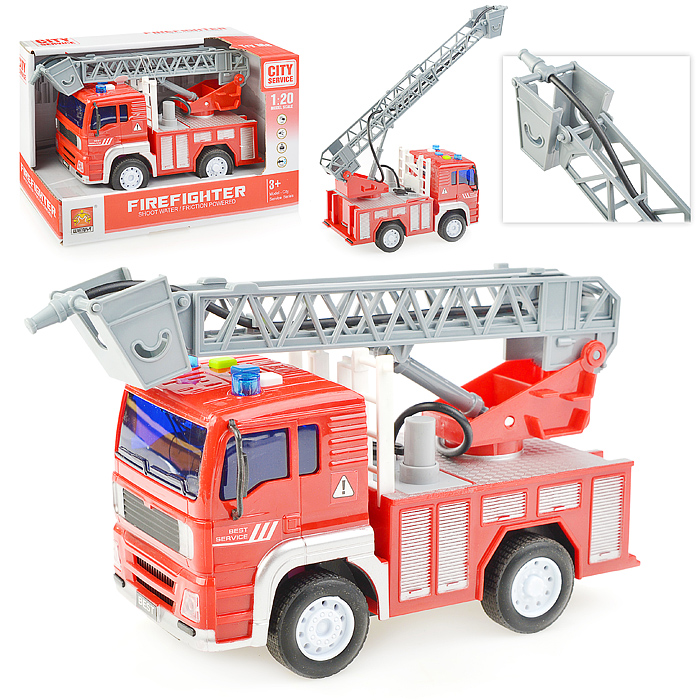 Машина WY552B "Пожарная машина" с выдвижной лесницей и шлангом, 1:20 (свет, звук) в коробке Машина WY552B "Пожарная машина" с выдвижной лесницей и шлангом, 1:20 (свет, звук) в коробке
