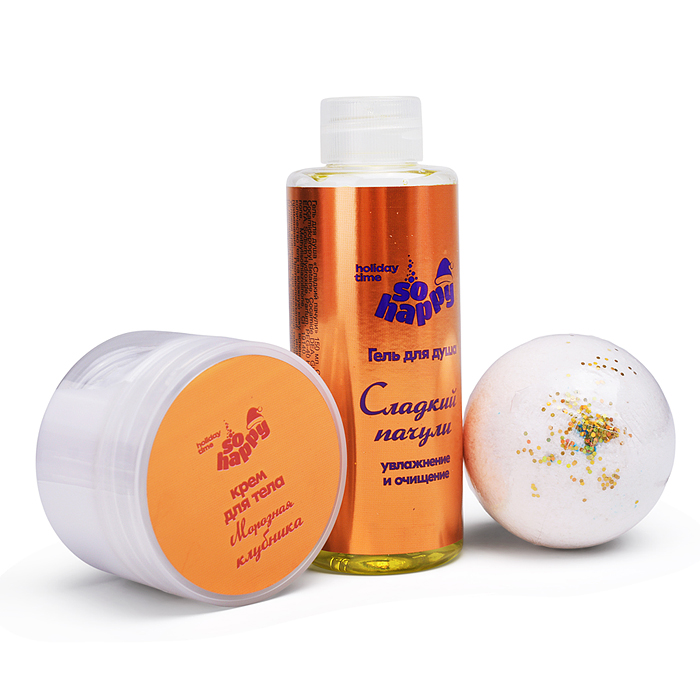 Фото к товару Набор бурлящих шаров "So Happy holiday time" 370г Снежная клубника Набор бурлящих шаров "So Happy holiday time" 370г Снежная клубника