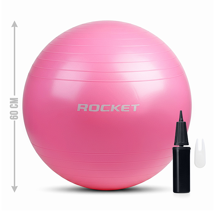 Фитбол 60см ROCKET R0217 Антивзрыв, цвет розовый (60-65см 800г)