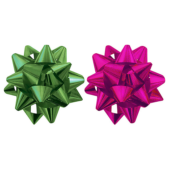 Набор из 2-х металлизированных бантов-звезд (малых) для праздничной упаковки