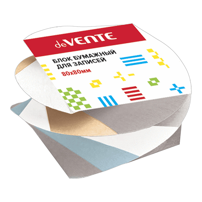Куб бумажный для записей 80x80x50 мм цветной, проклеенный, спиральный, офсет 100 г/м², бел