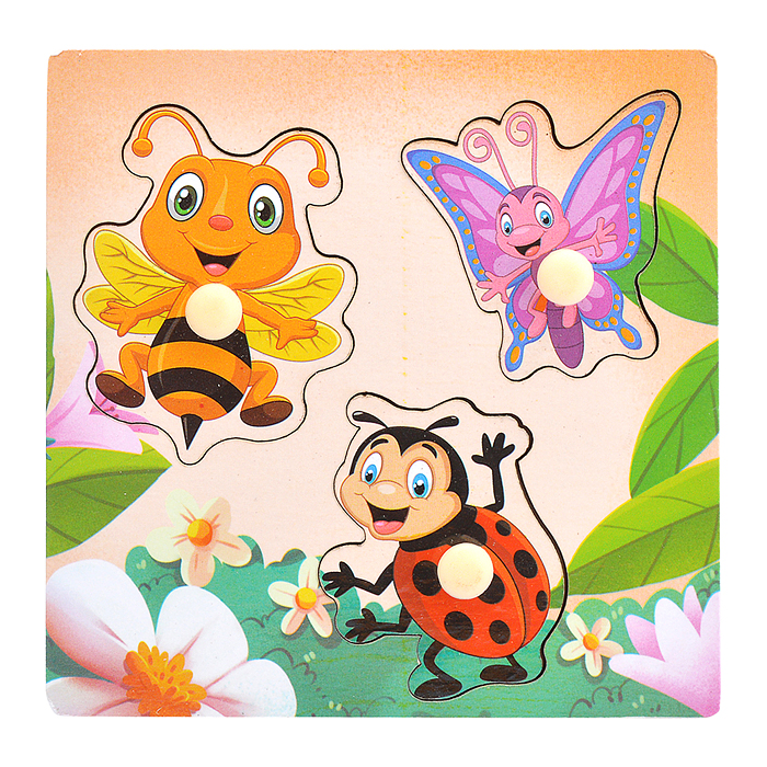 Пазл-вкладыш D2126 "Веселые насекомые"