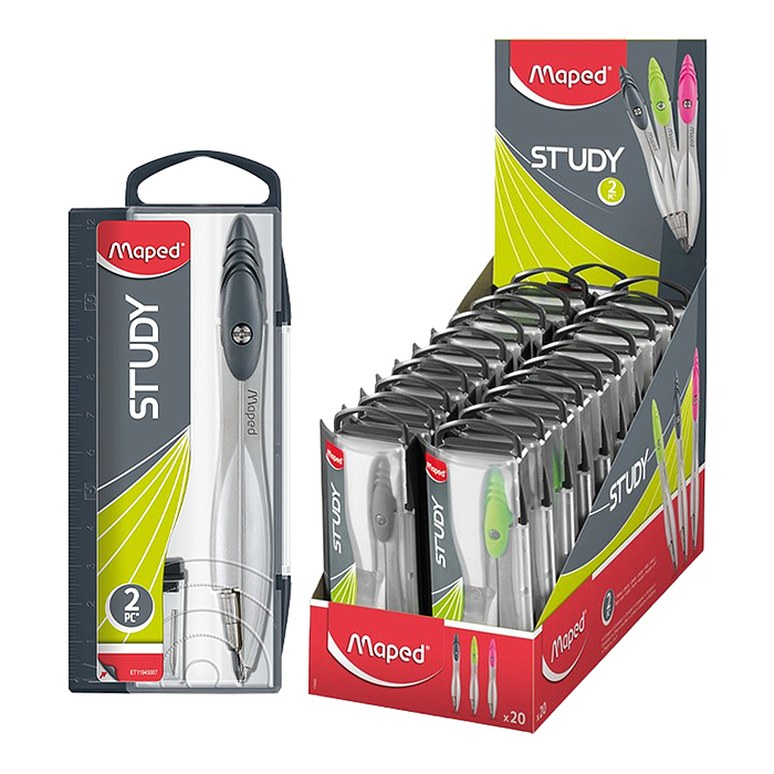 Циркуль "Study" 120мм, металл., грифель 2мм, ассорти, пенал с европодвесом Циркуль "Study" 120мм, металл., грифель 2мм, ассорти, пенал с европодвесом