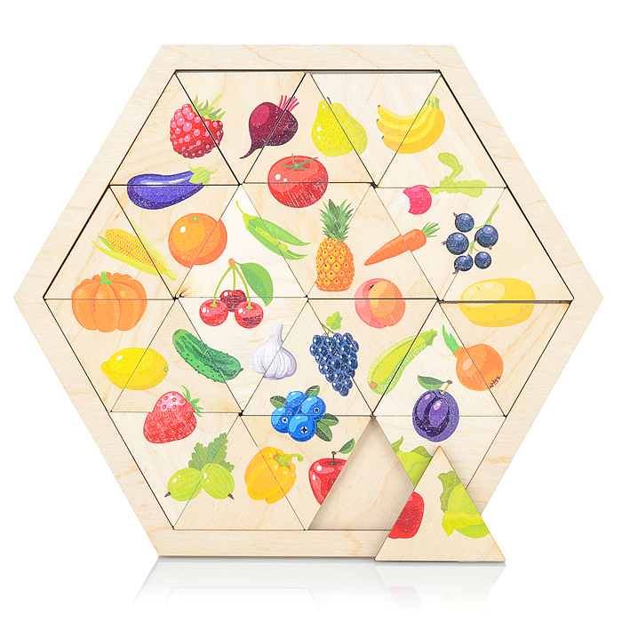 Пазл деревянный "Овощи, фрукты, ягоды" (Занимательные треугольники) Пазл деревянный "Овощи, фрукты, ягоды" (Занимательные треугольники)