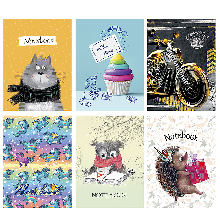 Блокнот 40л. А7 клетка, гребень S микс 5 премиум, микс Блокнот 40л. А7 клетка, гребень S микс 5 премиум, микс