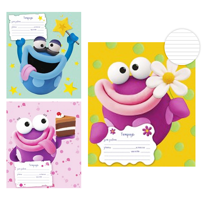 Тетрадь 18л. линия, А5 "Пузырики" скрепка Тетрадь 18л. линия, А5 "Пузырики" скрепка