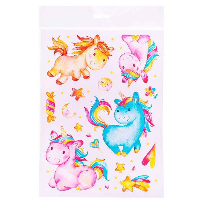 Декоративные наклейки. Единорожки (21х29 см) Декоративные наклейки. Единорожки (21х29 см)