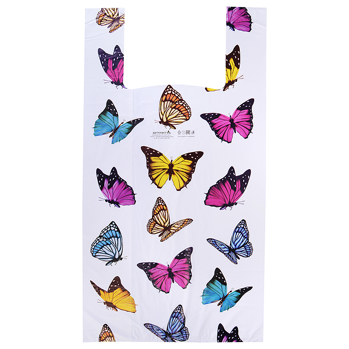 Пакет ПЭ типа "майка" 32+18х60 "Бабочка" Пакет ПЭ типа "майка" 32+18х60 "Бабочка"