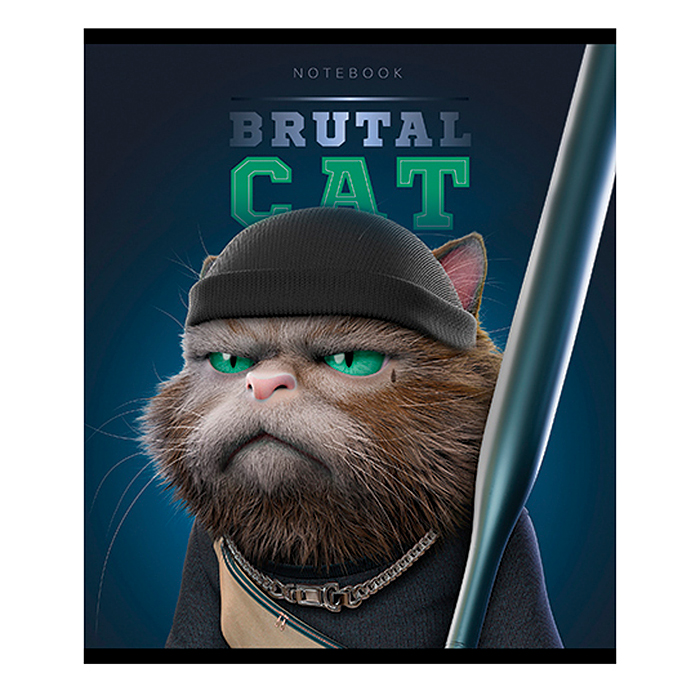 Тетрадь 48л А5 клетка S "Брутальные коты" Премиум 
