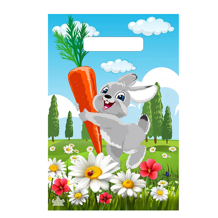 Пакет "Зайка с морковкой" пакет вырубной (300х200х0,030 мм.) Пакет "Зайка с морковкой" пакет вырубной (300х200х0,030 мм.)