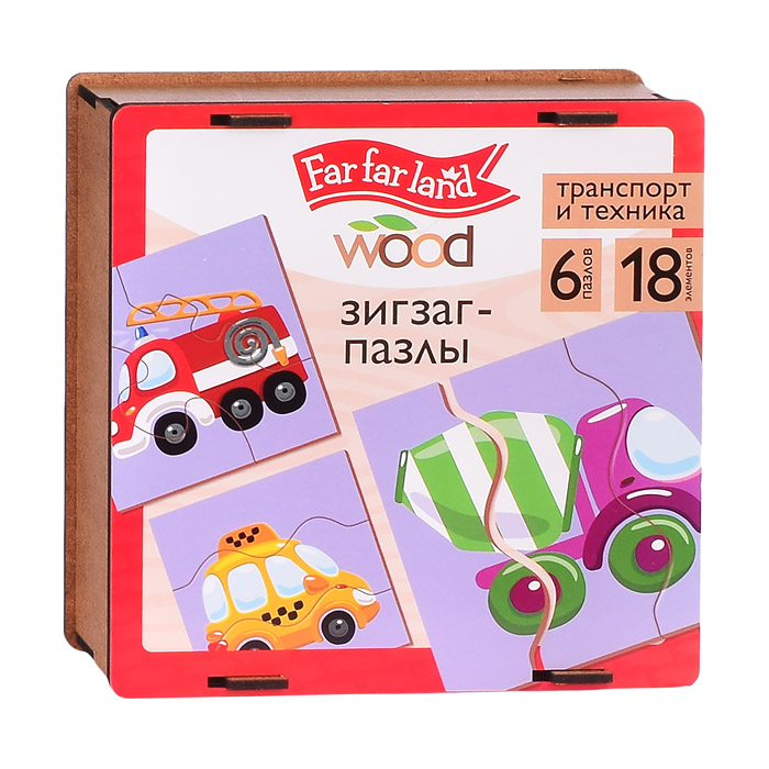 Пазлы зигзаг "Транспорт и техника" 18 элементов (деревянная) Пазлы зигзаг "Транспорт и техника" 18 элементов (деревянная)