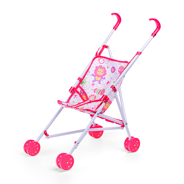 Коляска для кукол 968-6 трость, прогулочная, цвет розовый