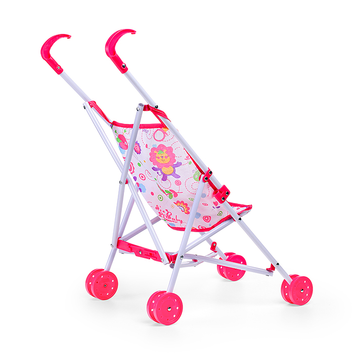 Коляска для кукол 968-6 трость, прогулочная, цвет розовый