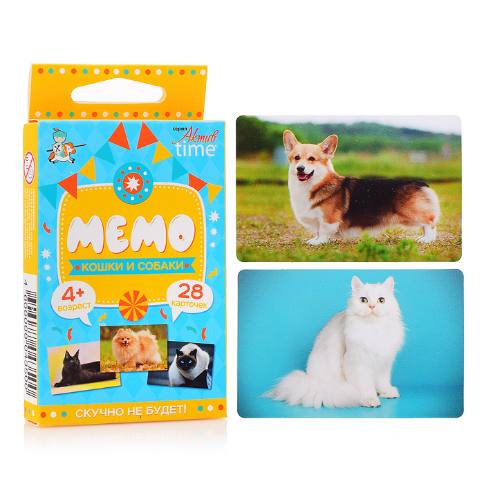 Игра настольная "Мемо" Кошки и собаки. Серия АКТИВ time Игра настольная "Мемо" Кошки и собаки. Серия АКТИВ time