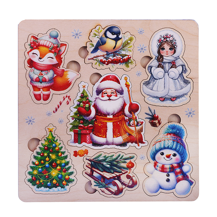 Пазл-вкладыш "Дед мороз и Снегурочка" Пазл-вкладыш "Дед мороз и Снегурочка"