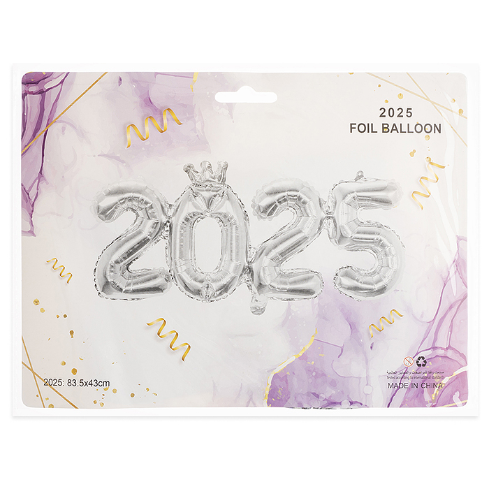 Фото к товару Шар с клапаном (17''/43 см) Мини-цифра, 2025, Серебро, 1 шт. в уп. Шар с клапаном (17''/43 см) Мини-цифра, 2025, Серебро, 1 шт. в уп.