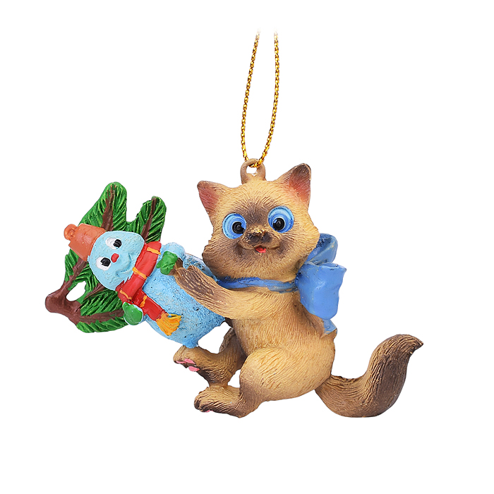 Полирезиновая подвеска "Котик на веточке" 7 см, Полирезиновая подвеска "Котик на веточке" 7 см,