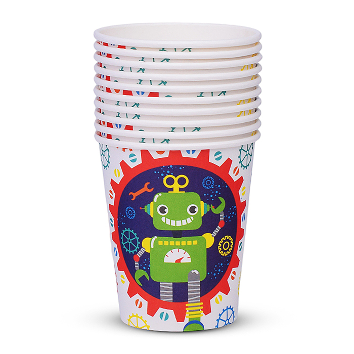 Фото к товару Набор посуды одноразовой 00-7489 "Робот" стаканы (10 шт) Набор посуды одноразовой 00-7489 "Робот" стаканы (10 шт)