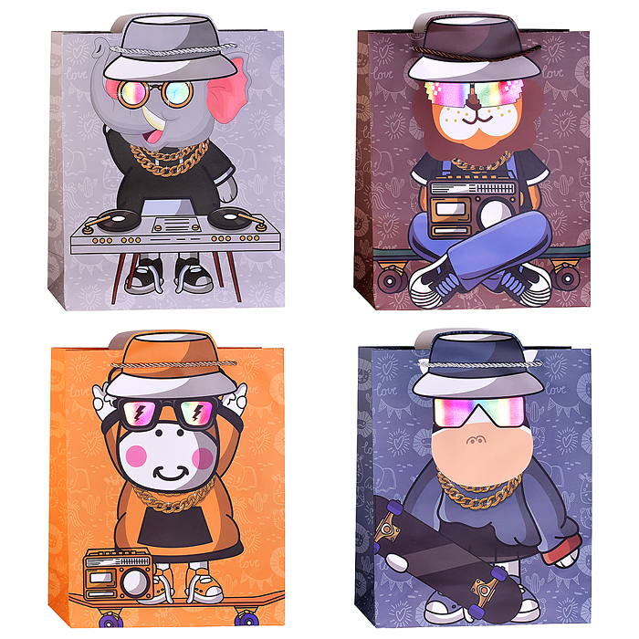 Пакет подарочный 00-7449 "Зверёк в очках" 26*32*10см