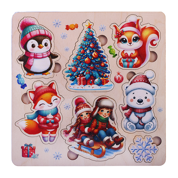 Пазл-вкладыш "Дети на санках" Пазл-вкладыш "Дети на санках"