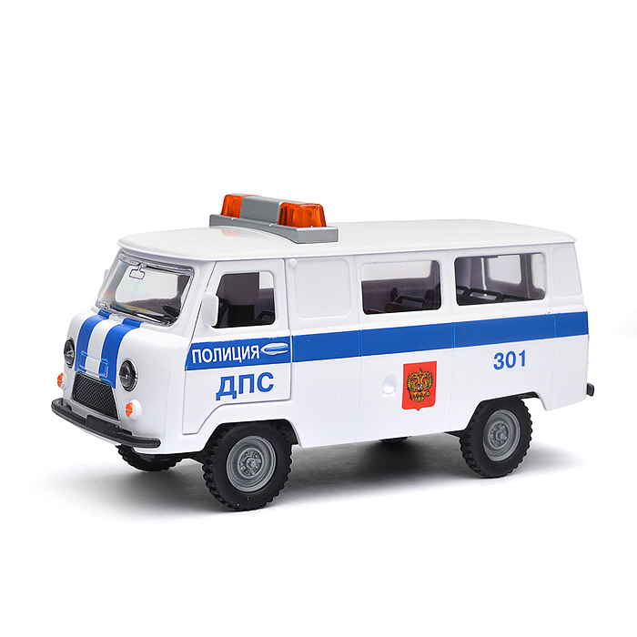 Машина пластик свет-звук UAZ 452 полиция, 18 см, двери, багажник