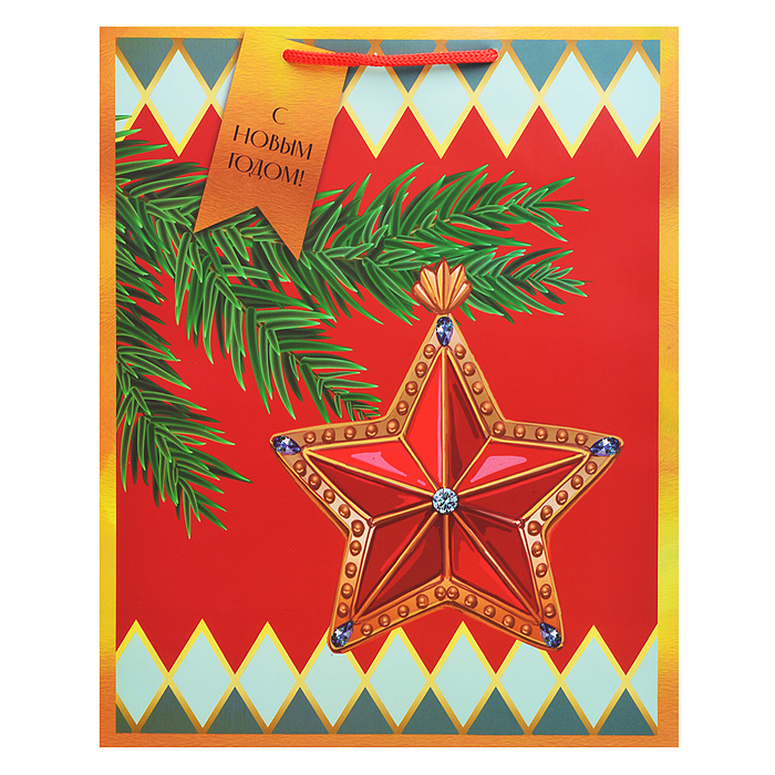 Бумажный пакет для сувенирной продукции с ламинацией, с шириной основания 26 cм