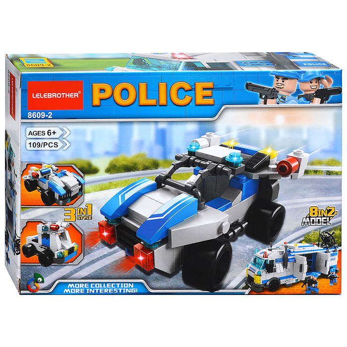 Конструктор 8609-2 "Машина полиции" (109 дет.) в коробке Конструктор 8609-2 "Машина полиции" (109 дет.) в коробке