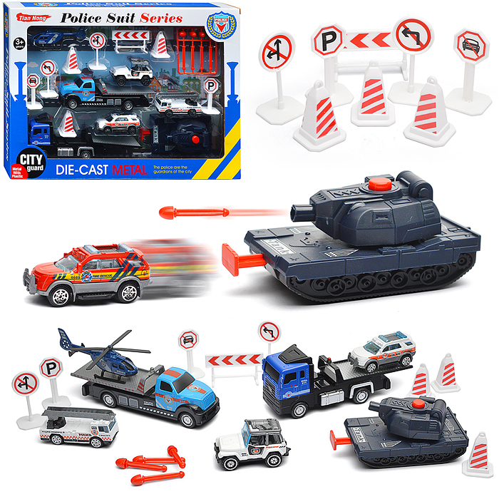 Набор машин TH351 "Полицейские службы" металл, в коробке Набор машин TH351 "Полицейские службы" металл, в коробке