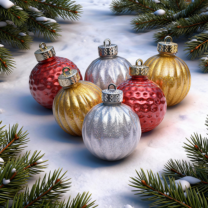 Набор новогодних украшений S2485 "Ёлочные фантазии" (6шт х 6см)