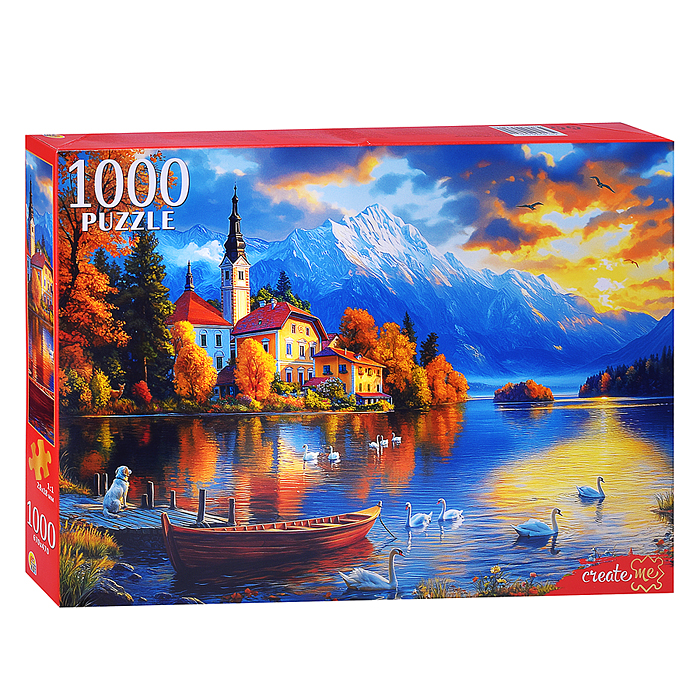 Пазлы 1000 "Закат на озере Блед"