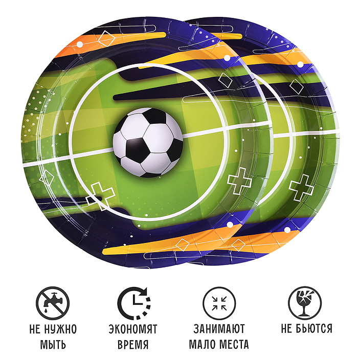 Фото к товару Набор посуды одноразовой 00-7507 "Футбол" тарелки (10 шт) Набор посуды одноразовой 00-7507 "Футбол" тарелки (10 шт)