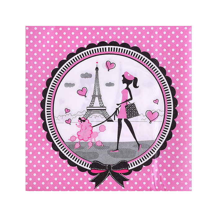 Фото к товару Набор посуды одноразовой 00-7516 "Париж" салфетки (20 шт) Набор посуды одноразовой 00-7516 "Париж" салфетки (20 шт)