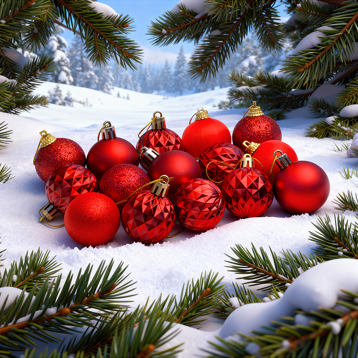 Набор новогодних украшений S2521 "Сказочный праздник" (15 шт х 4см)