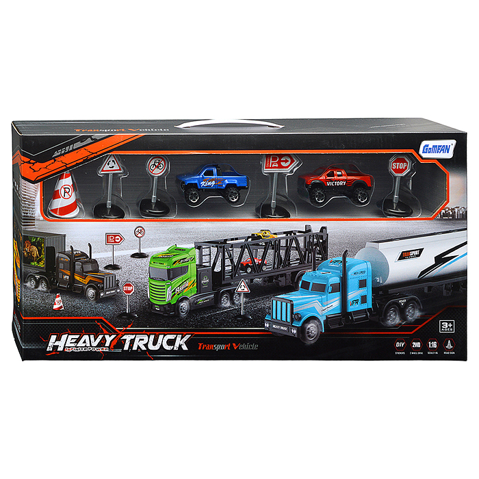 Фото к товару Набор машин 2003 "Контейнеровойз" с машинками и дорожными знаками, в коробке Набор машин 2003 "Контейнеровойз" с машинками и дорожными знаками, в коробке