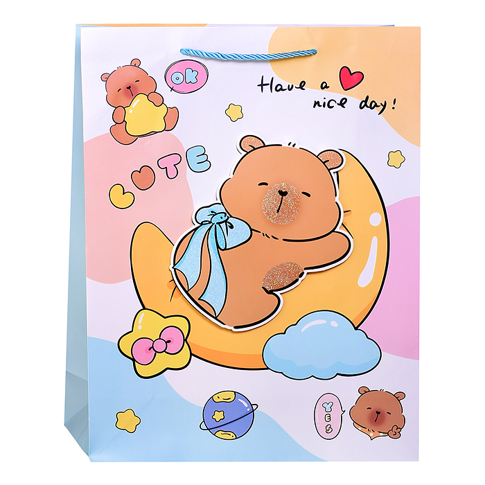 Пакет подарочный 00-7410 "Весёлые капибарки" 31*12*40см