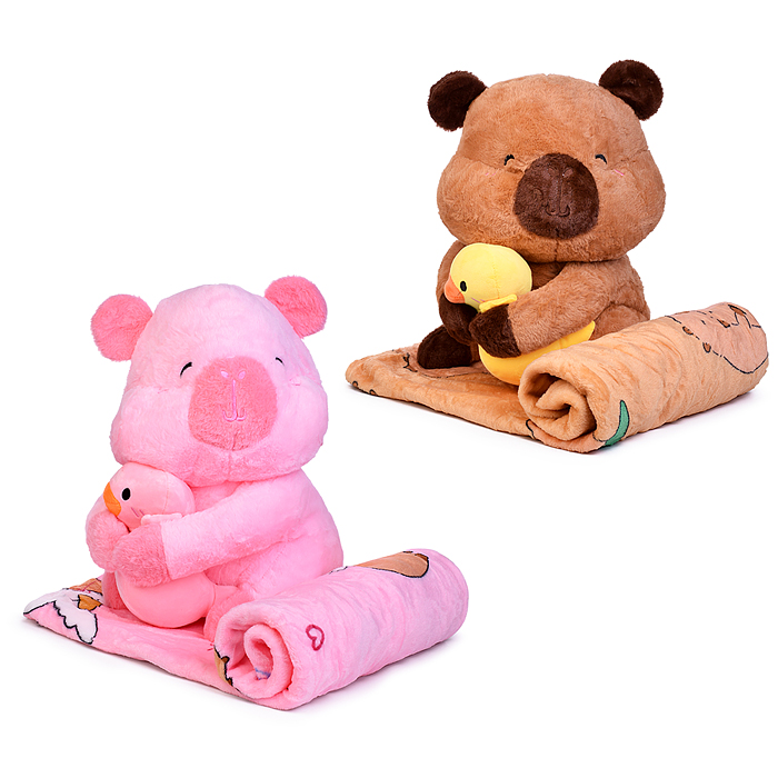 Мягкая игрушка "Капибара" М1578 с пледом