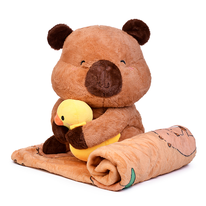 Мягкая игрушка "Капибара" М1578 с пледом